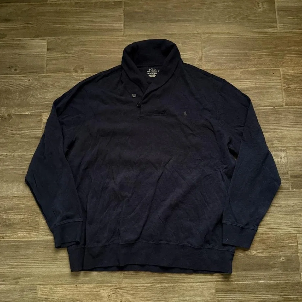 Navy Polo Ralph Lauren shawl collar sweatshirt size xxl